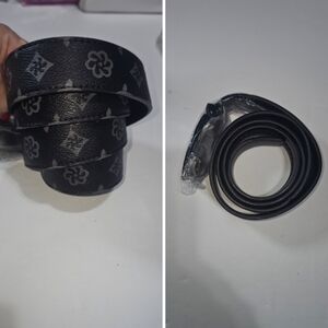 Unisex Black Faux Leather Belt With a Ratchet Slide Adjustable Buckle NEW